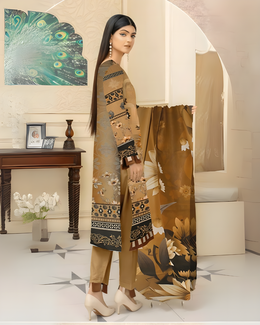 Heritage Ochre   3 Piece Premium Lawn Suit