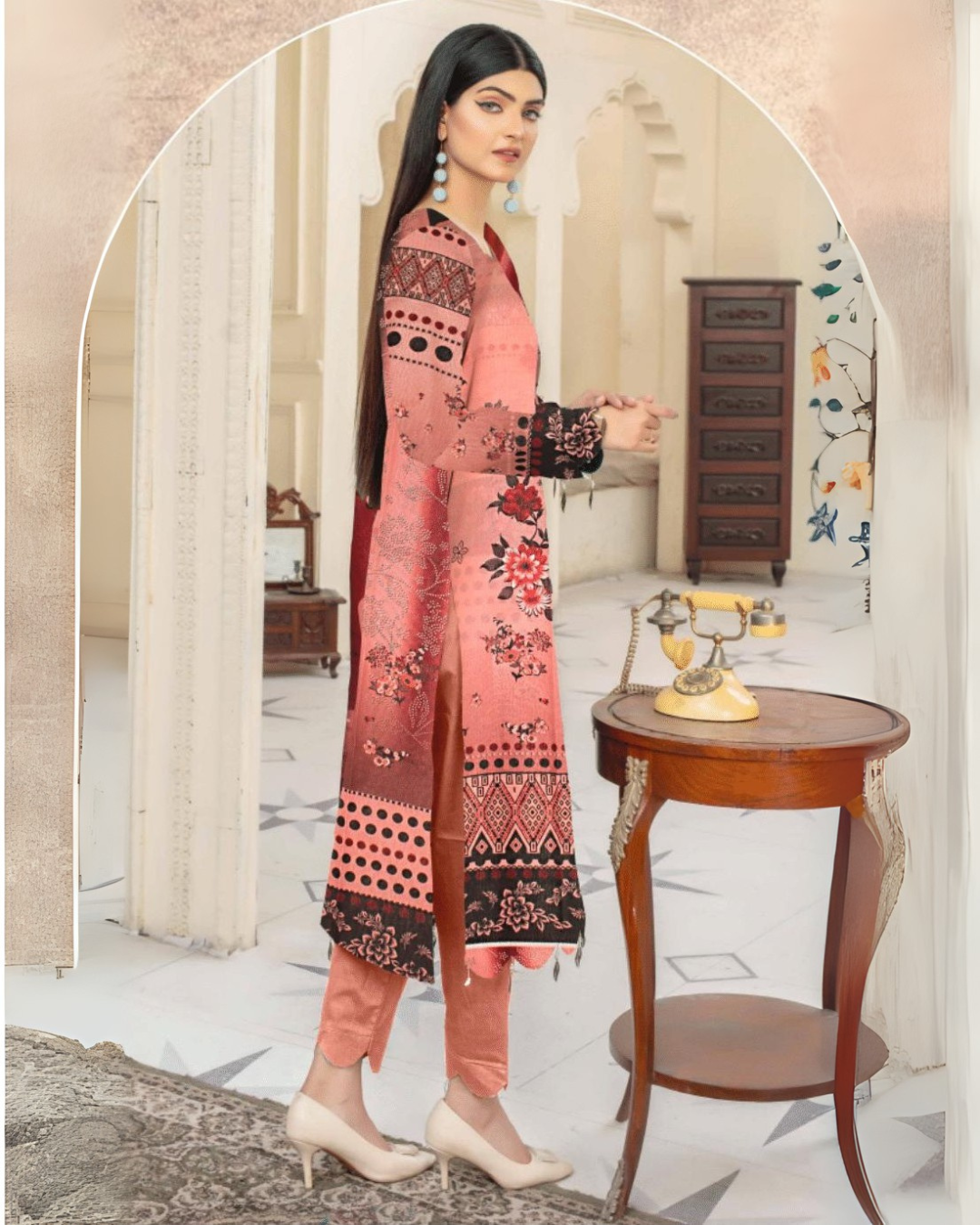 Peach Wine 3 Piece Premium Lawn Suit