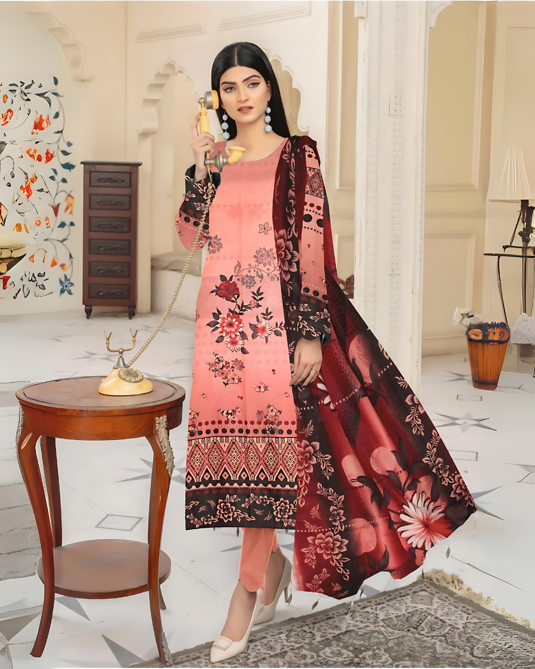 Peach Wine 3 Piece Premium Lawn Suit