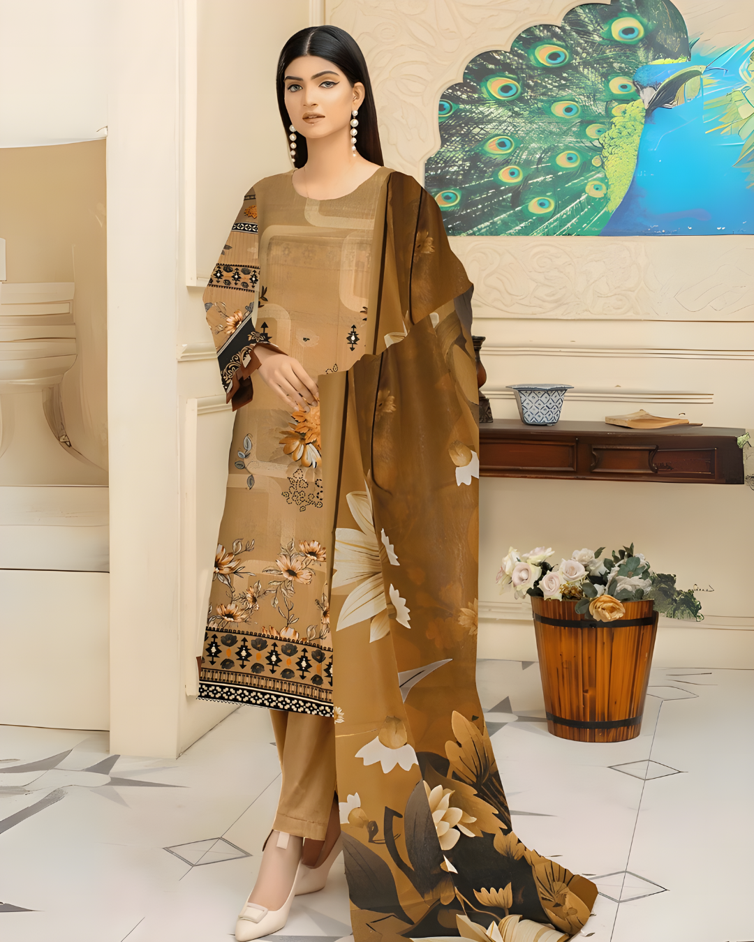 Heritage Ochre   3 Piece Premium Lawn Suit