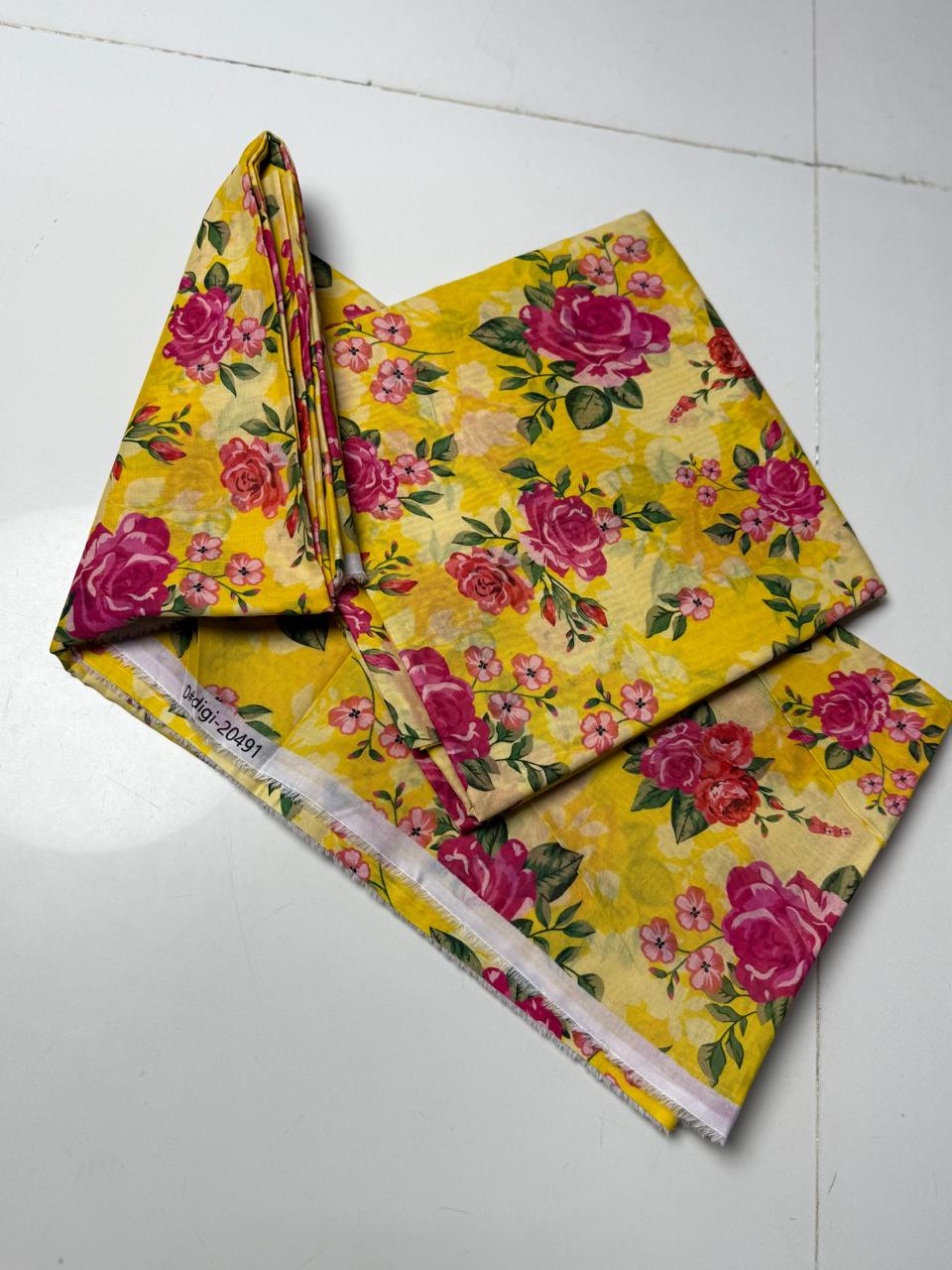Rose Yellow 2 Pc Lawn Suit Unstitched