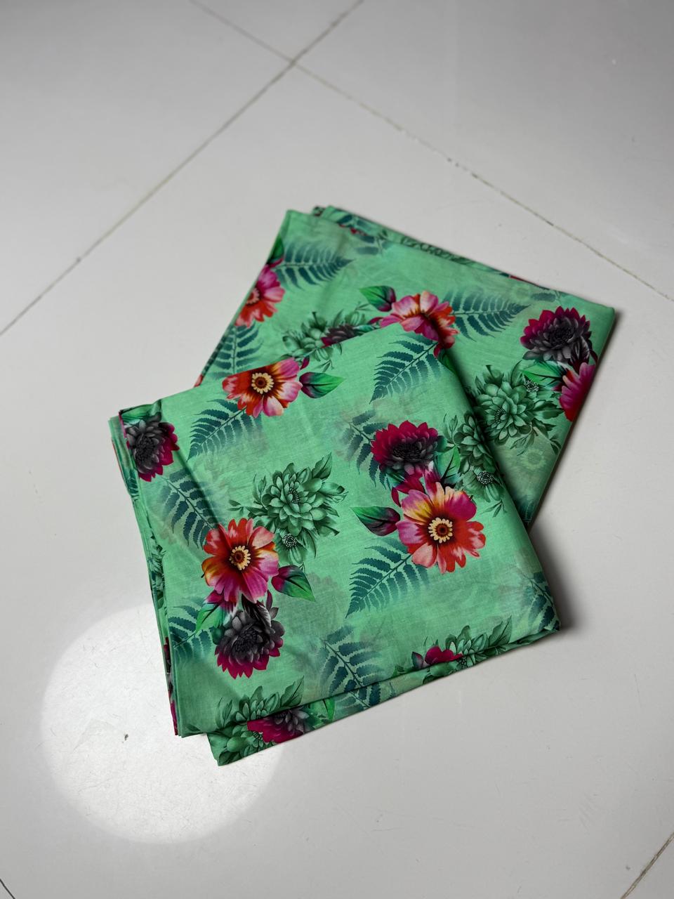 Tropical Green 2 Pc Lawn Suit Unstitched