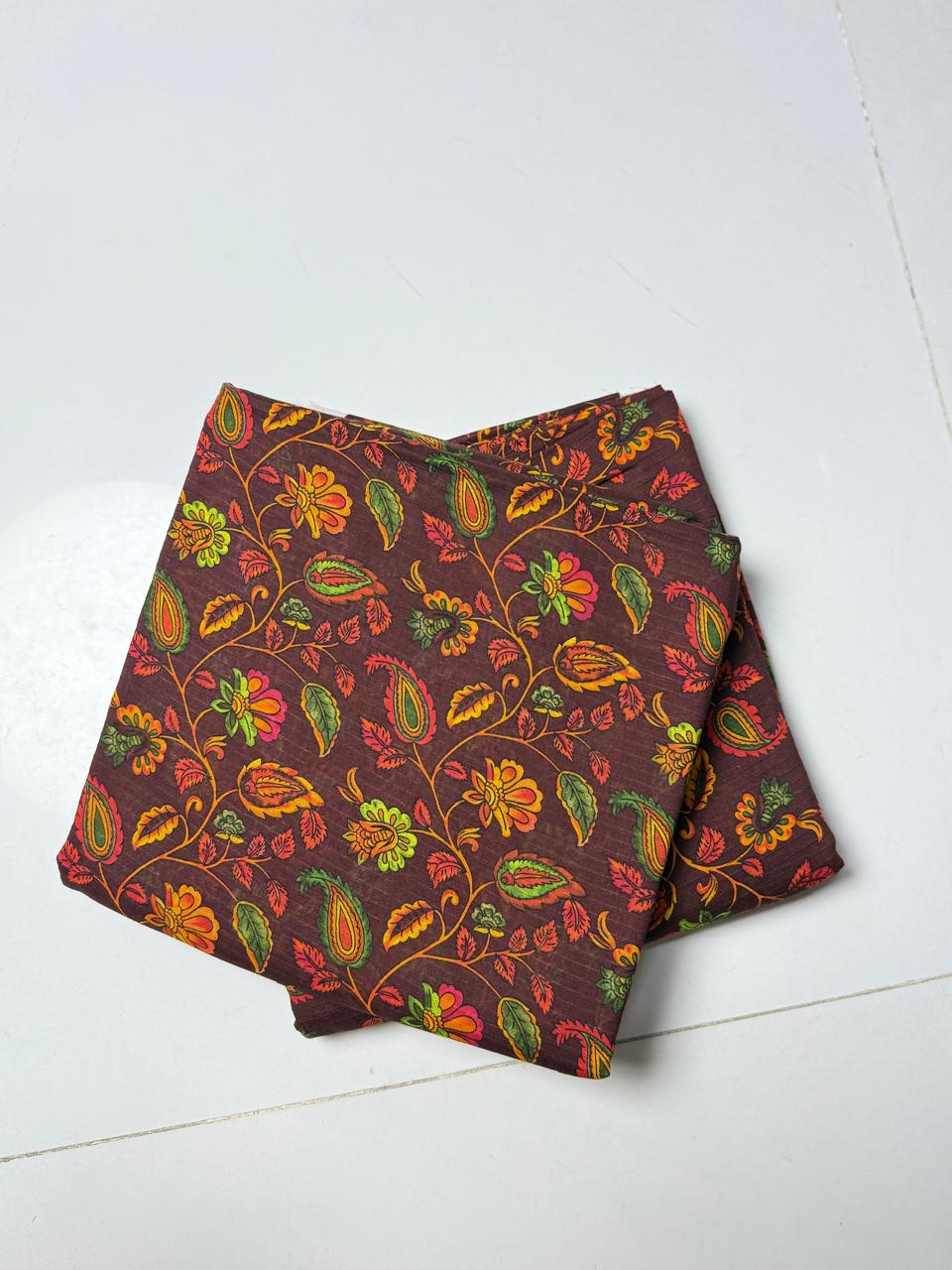 Rust Bloom 2 Pc Lawn Suit Unstitched