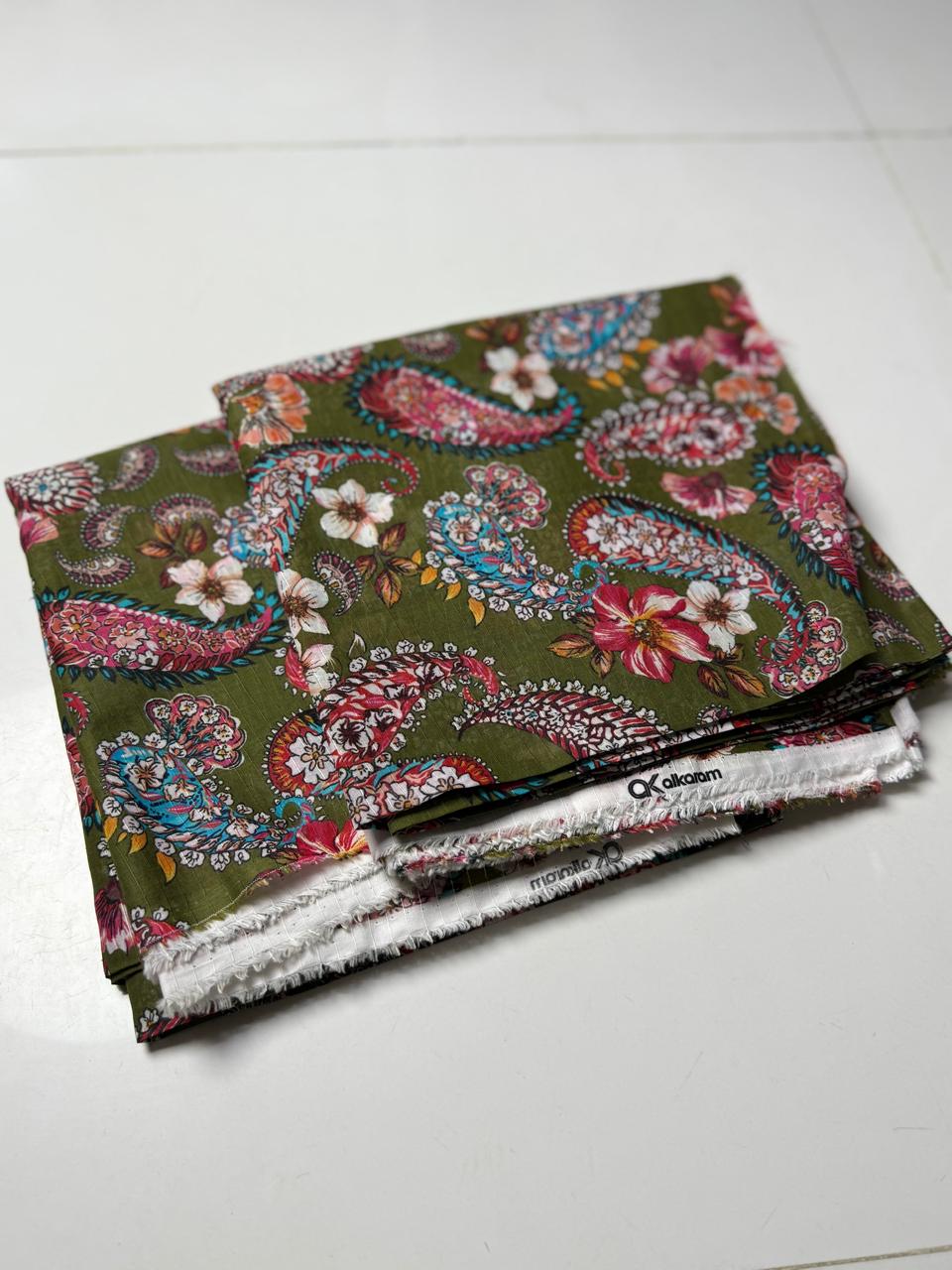 Olive Paisley 2 Pc Lawn Suit Unstitched