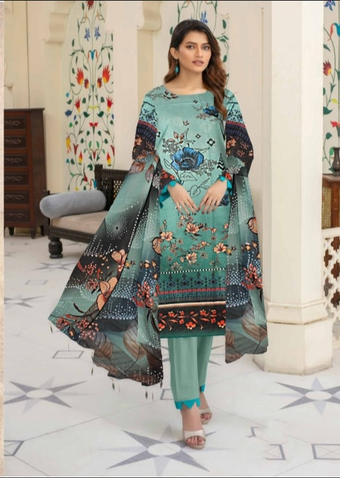 Premium Floral Printed Lawn 3‑Piece Suit